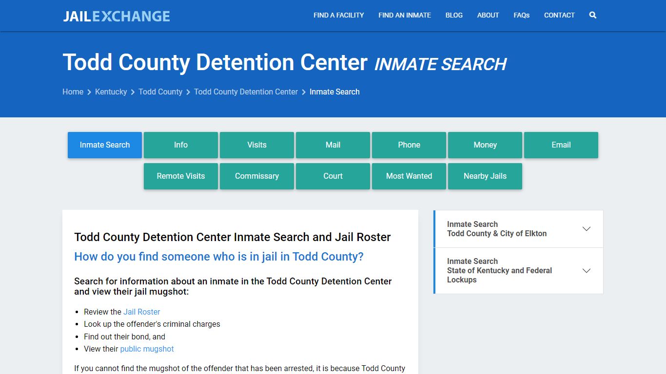 Todd County Detention Center Inmate Search - Jail Exchange